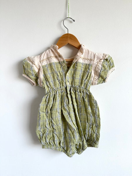 Apolina Green Plaid Bubble Romper • 2-3 years