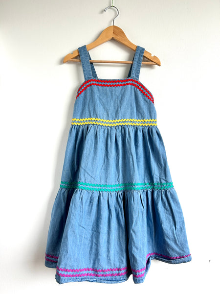 Mini Boden Tank Dress Chambray with Rick Rack • 8-10 years