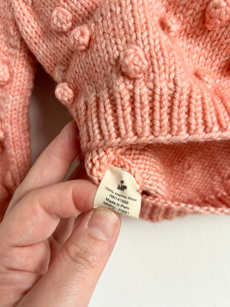 Misha and Puff Grapefruit Pink Merino Popcorn Sweater • 18-24 months