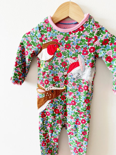 Mini Boden Floral Forest Friends Romper • 3-6 months