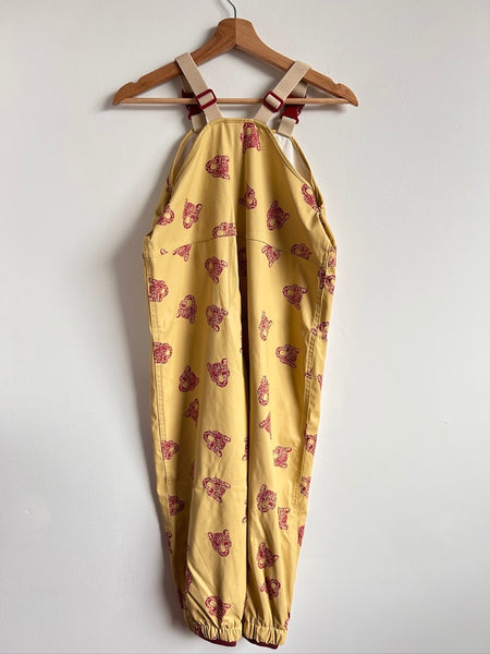 Coco Village Gold Big Cat Suspender Rainpants • 8 years