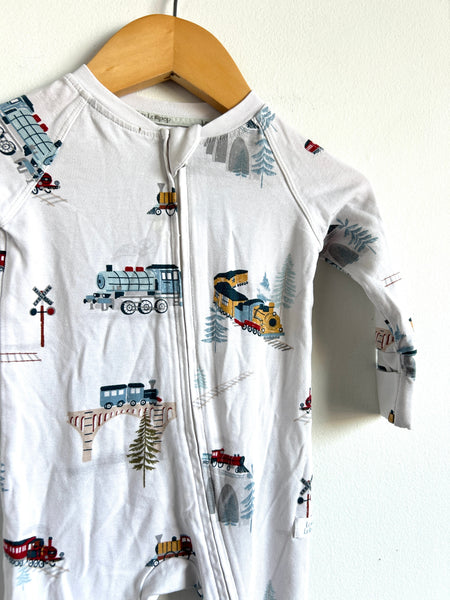 Loulou Lollipop White Sleeper with Trains • 0-3 months