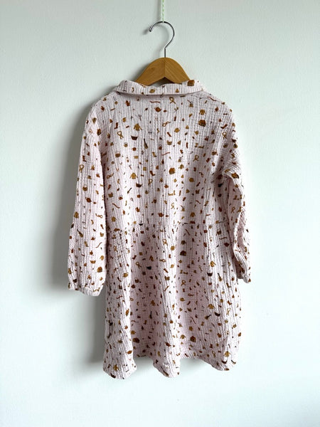 Red Caribou Cotton Muslin Long Sleeve Collared Dress • 5-6 years