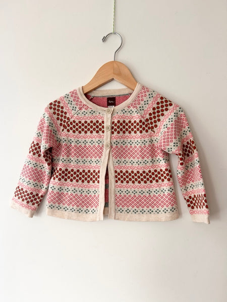 Tea Collection White and Red Patterned Cardigan • 2-3 years *