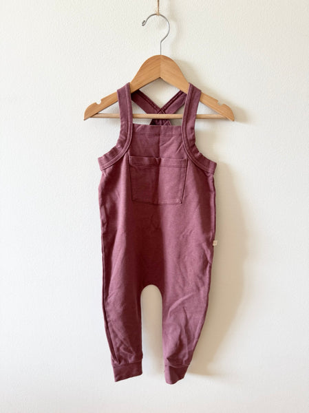Jax and Lennon Brown Romper Overalls • 12-18 months