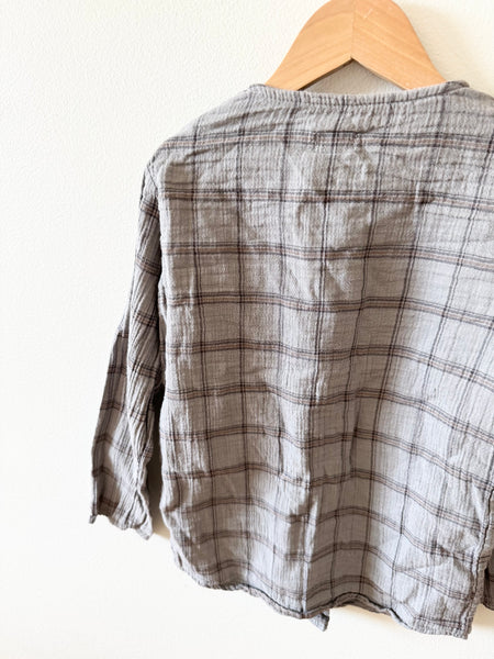 Tocoto Vintage Checkered Button Up Top • 7-9 years