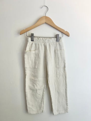 Zara White Muslin/Cotton Pants • 2-3 years
