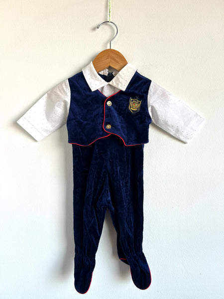 Vintage Claire Bell Velvety Blue Fancy Suit • 3-6 months