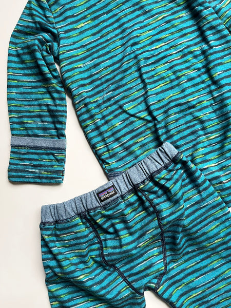 Patagonia 2pc Baselayer Striped Blue Set • 3-6 months