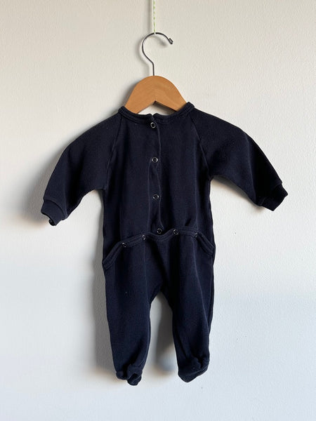Vintage OshKosh Ribbed Blue Footie Romper • 0-3 months (small, up to 14 lbs)