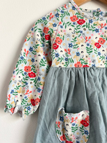 Next Linen and Cotton Floral Dress • 6-12 months