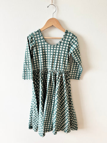 Alice and Ames Green Checkered Long Sleeve Dress • 7-8 years