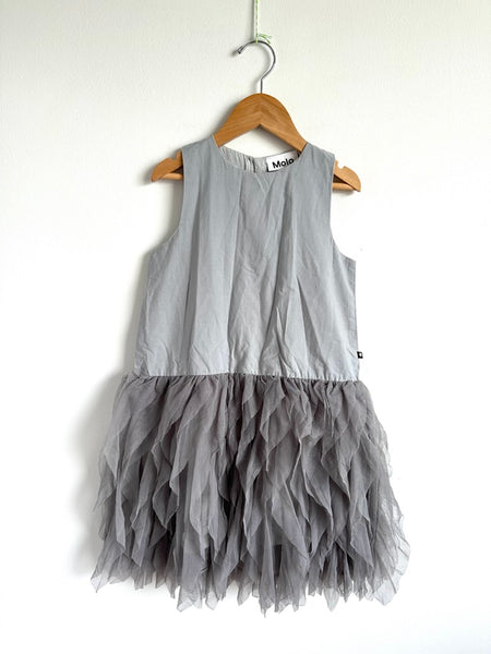 Molo Grey Tank Dress with Tulle Tiered Skirt • 5-6 years
