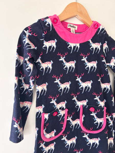 Hatley Reindeer Blue Dress • 4 years *
