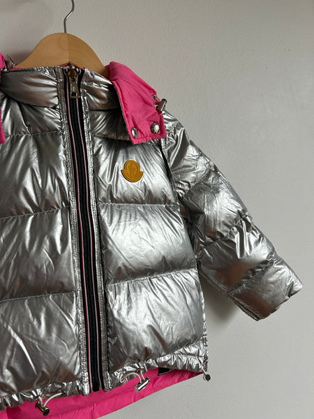 Moncler Backstage Reversible Down Pink and Silver Puffer Jacket • 5-7 years (120cm)