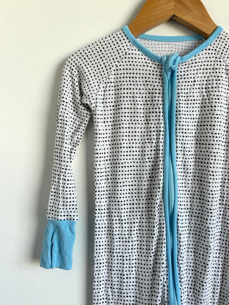 Little Sleepies White and Blue Black Polka Zipper Romper • 12-18 months