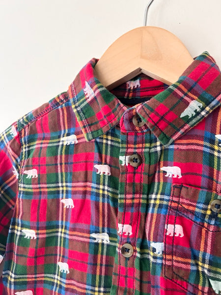 Hatley Plaid with Bears Long Sleeve Button Up Shirt • 3-4 years *