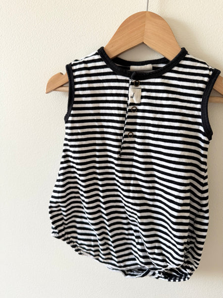 Turtledove Short Sleeve Striped Romper • 6-12 months