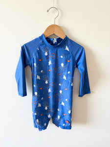 Coco Mango Blue Animals Long Sleeve Rashguard • 12-18 months