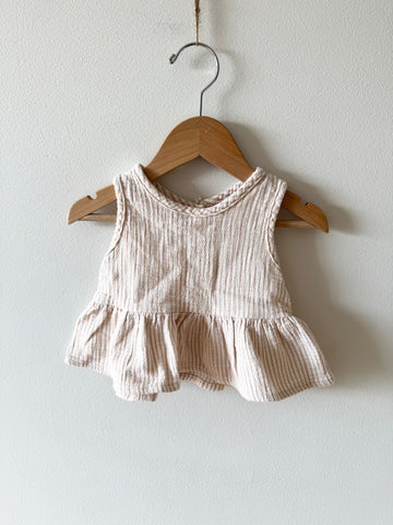 Quincy Mae Pink Striped Peplum Tank • 6-18 months