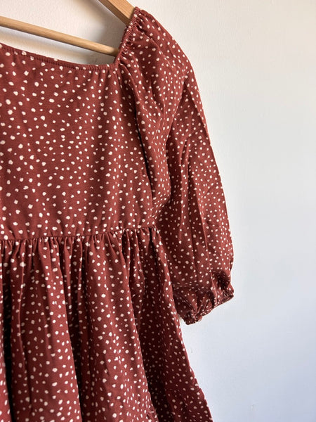 NEW Alice and Ames "Juliet" Brown Polkadot Tiered Puff Sleeve Dress • 8-9 years