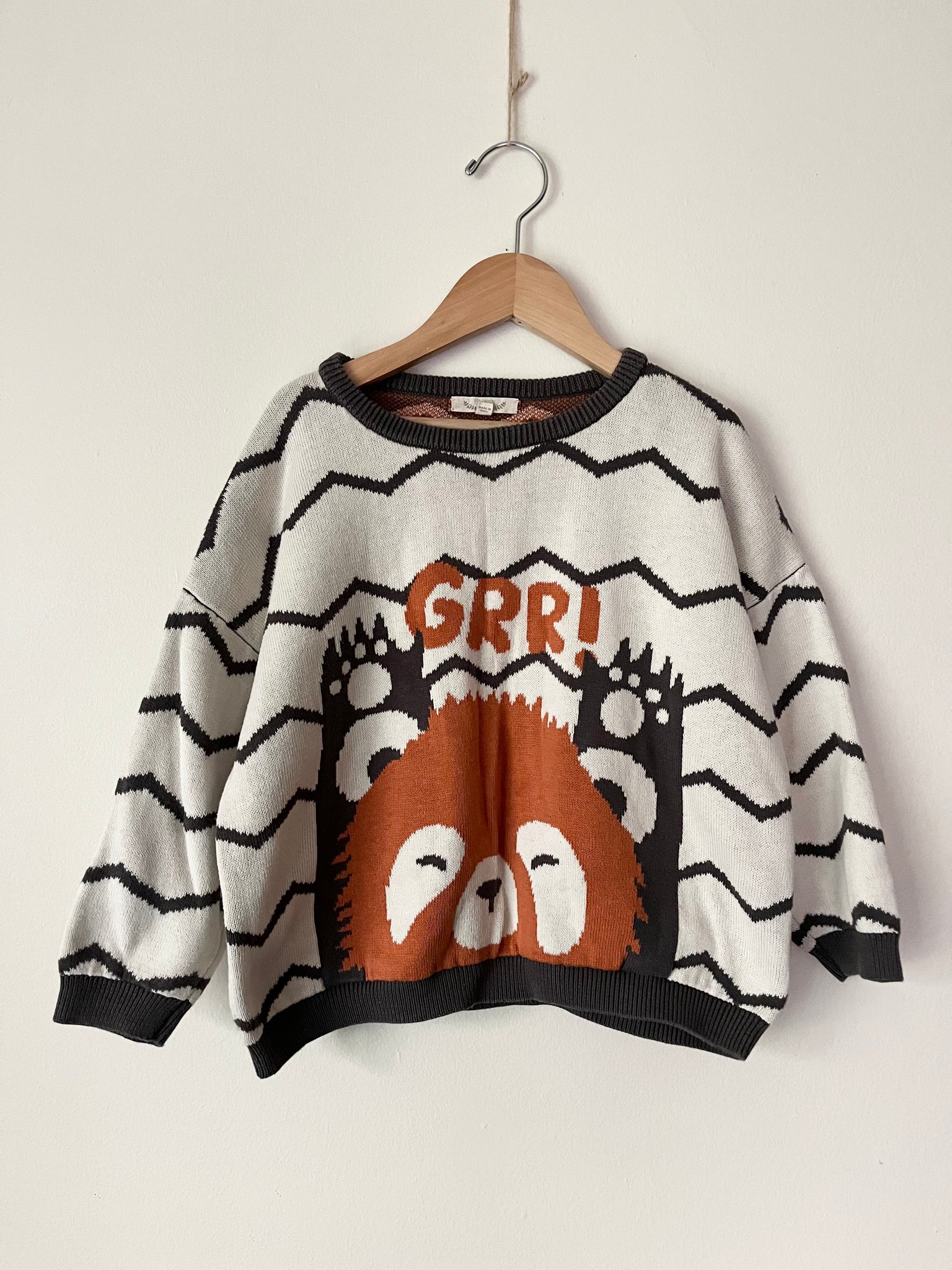 Red Caribou Red Panda Knit Sweater •  5-6 years