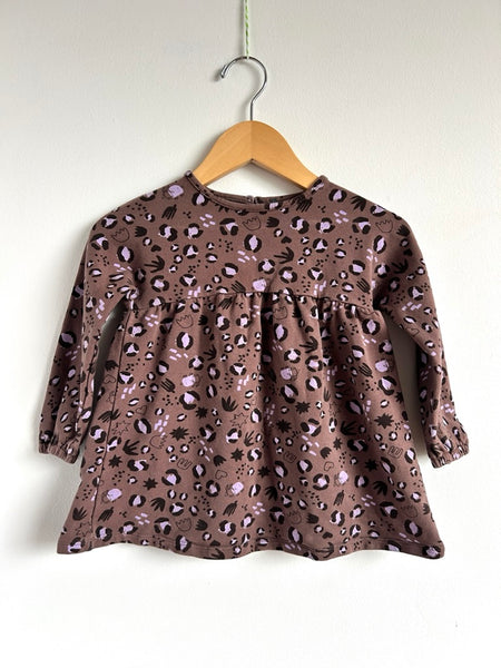 Souris Mini Long Sleeve Brown Dress • 1-2 years