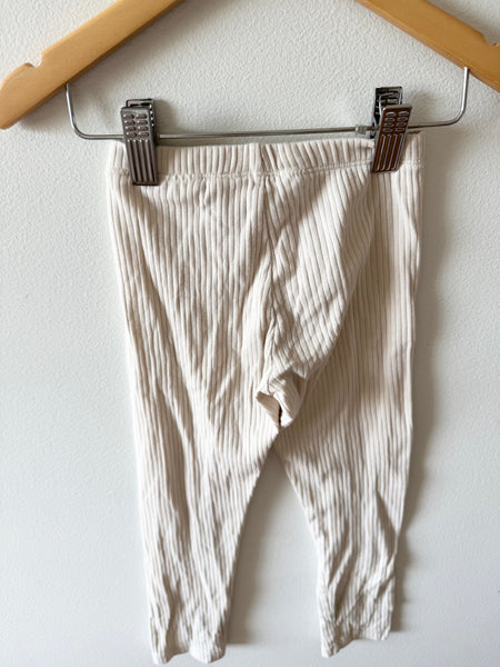 H&M Ribbed White Leggings • 4-5 years