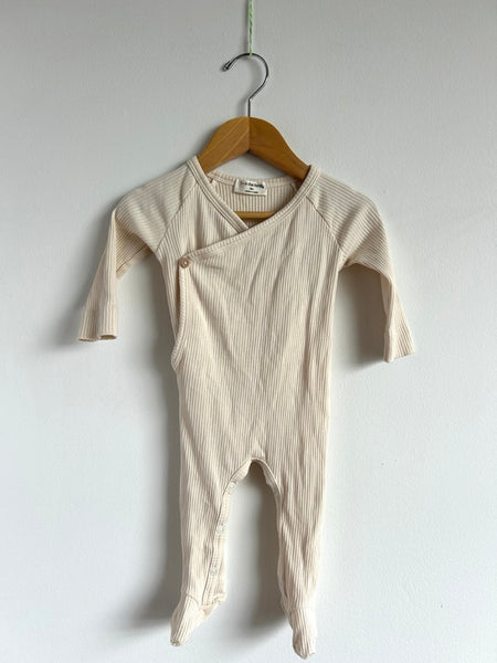 1 in the Family Cream Cotton Ribbed Footie Sleeper • 6-12 months
