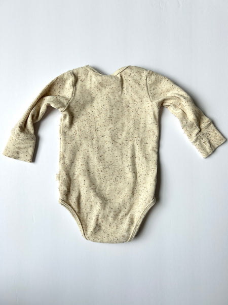 Jax and Lennon Ribbed Cream Fleckled Long Sleeve Bodysuit • 0-6 months
