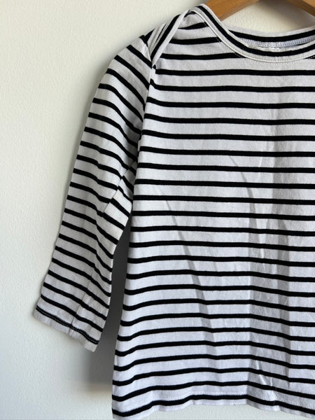 Bonds White and Black Stripe Long Sleeve • 18-24 months