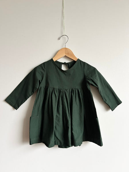 Nest and Nurture Green Long Sleeve Cotton Dress • 2 years