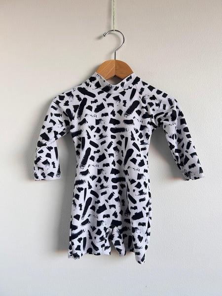 Current Tyed Black and White Swimsuit • 6-12 months