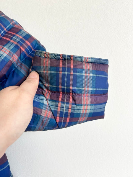 Patagonia Blue Plaid Puffer Jacket • 4-6 years