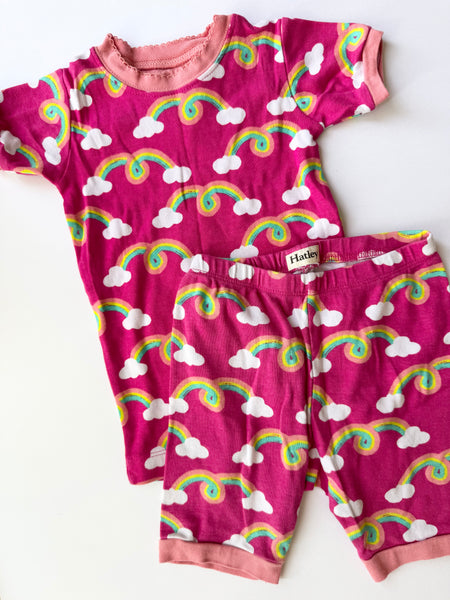 Hatley 2pc Shorty Pink Rainbow Jammies • 5-6 years