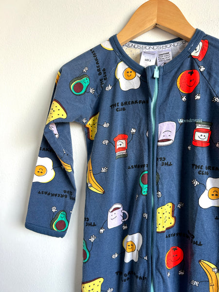 Bonds Breakfast Zip Romper • 3 years