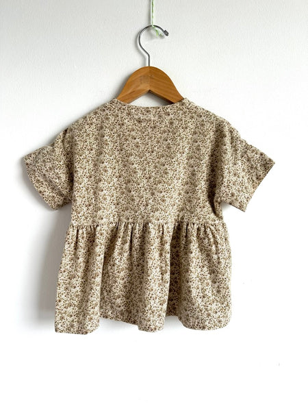 Wheat Brown and Green Floral Peplum T-Shirt • 3-5 years