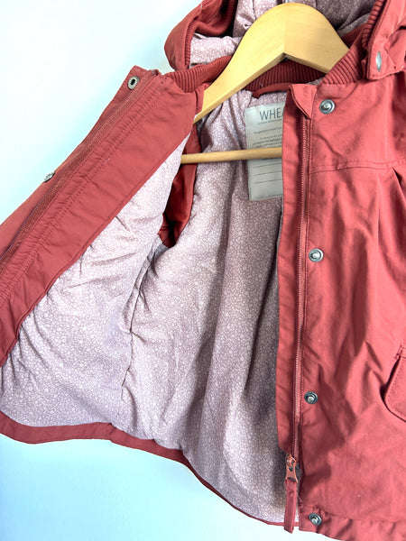 Wheat Maroon and Floral Lined Jacket • 18 months
