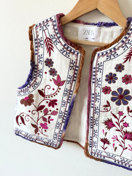 Zara Purple Embroidered Vest • 6-9 years