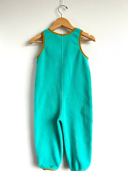 Patagonia Teal and Gold Fleece Overalls • 3-4 years