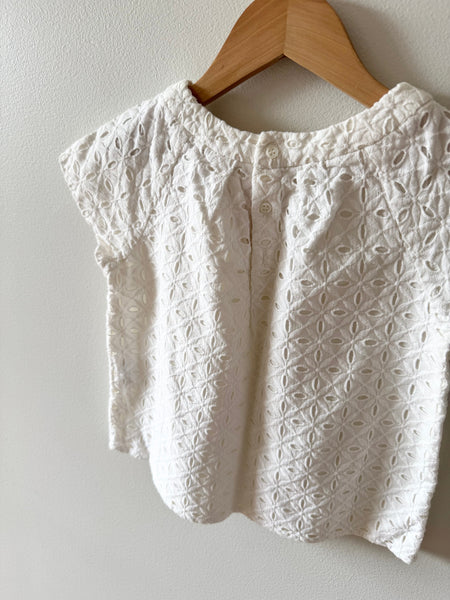 Bonpoint White Eyelet Cotton Blouse • 6-7 years