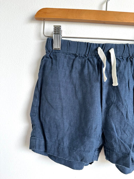 Petits Vilains Blue Linen Shorts • 6-7 years
