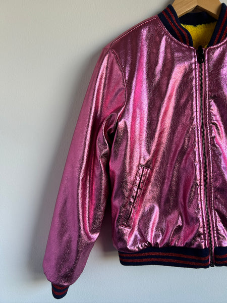 Marc Jacobs Reversible Fuzzy Yellow/Metallic Bomber Jacket • 8-11 years