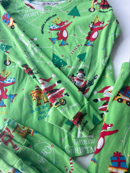 Books to Bed 2pc Green 12 Days of Christmas Jammies • 5 years *