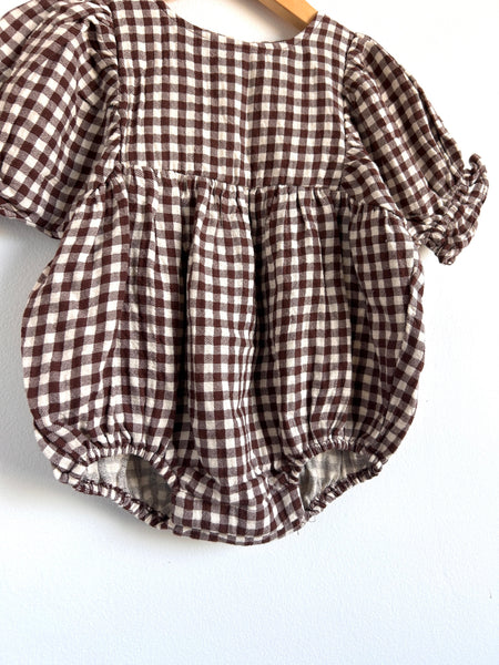 NEW Quincy Mae Cotton Brown Muslin Bubble Romper • 18-24 months