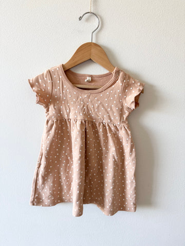 Quincy Mae Peach Polka Dot Short Sleeve Dress • 18-24 months