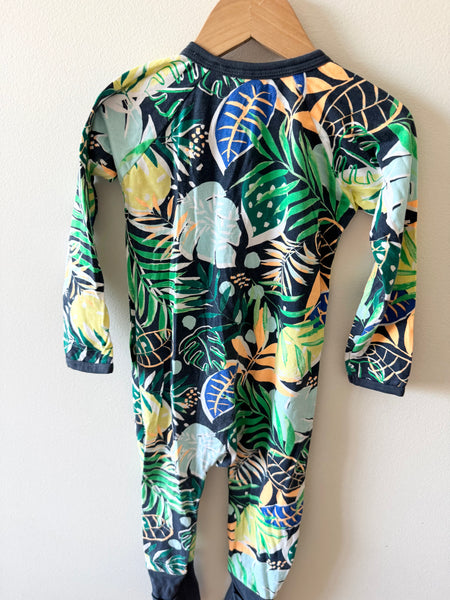 Bonds Navy Tropical Leaf Print Wondersuit • 18-24 months