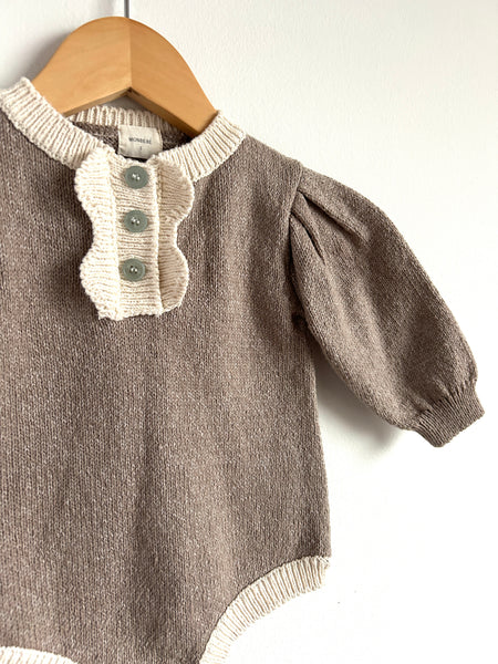Monbebe Knit Brown Romper • 6-12 months (small)