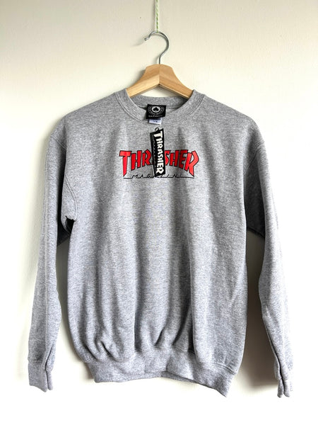 NEW Thrasher Magazine Grey Logo Sweatshirt • 10-12 years (Large)