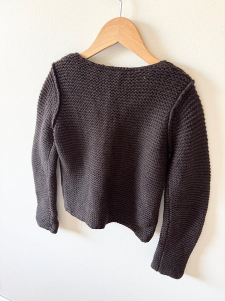 Bonpoint Brown Knit Button Cardigan • 6-8 years